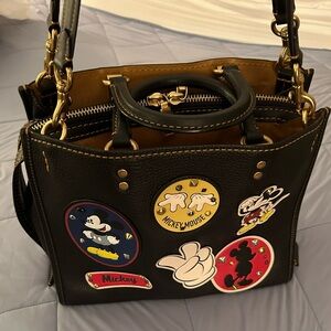 Coach Black Satchel with Disney Patches